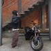 Men's Clothing Vibe Pants B136 Dark Brown Washed Distressed Knee Length Canvas Overalls Lumberjack Pants Kenijima_viptrois.com