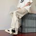Loom Trendy Brand European And High Street Fashion Ins American Retro Workwear Men Loose Straight Zipper Split Pants_viptrois.com