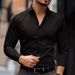 Men's Clothing Men's Business Lapel Shirt Solid Color Long Sleeved Casual Shirt Non Iron Suit Shirt_viptrois.com