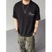 Men's Heavyweight Cotton T-Shirt 3D Embroidered Lettering American High Street Style Summer Loose Fit Short Sleeve Top_viptrois.com