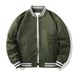 Men's Vintage Bomber Jacket - Solid Color Casual Pilot Coat With Zip Details, Lightweight Nylon Baseball Style Loose Fit Jacket For Autumn_viptrois.com