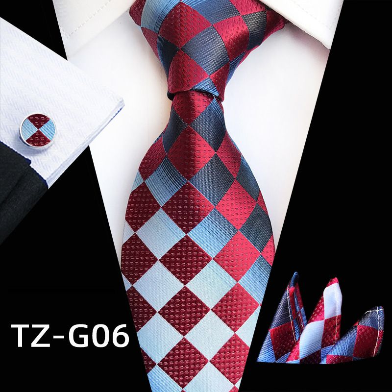 Unisex Men's tie square Pocket towel Cufflinks three-piece yarn-dyed jacquard business suit accessories_viptrois.com
