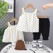2025 Girls' Baby New Summer Casual Simple Strap Skirt Short Sleeve Fashion Two Piece Set_viptrois.com