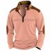 Nordmann European And American INS Cross-Border New Men's Patchwork Zipper Long Sleeve Sports Polo Shirt_viptrois.com