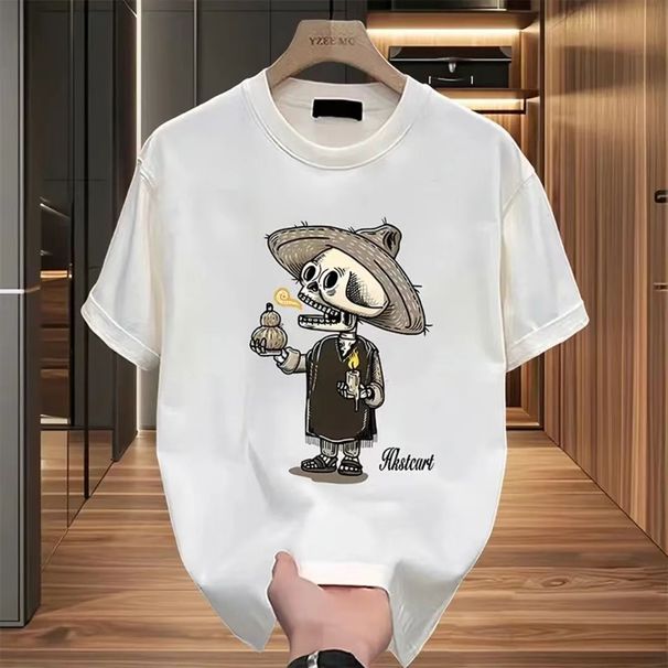Summer New Cotton American Loose Round Neck Short Sleeve T-shirt Trendy Brand Design Printed Casual Fashion Versatile_viptrois.com