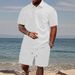 Men's Clothing Summer New Jacquard Short Sleeved Shorts Suit Men's Leisure Sports Lapel Polo Suit_viptrois.com
