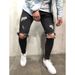 men's jeans, new ripped, slim fit, long pants popular small leg pants_viptrois.com