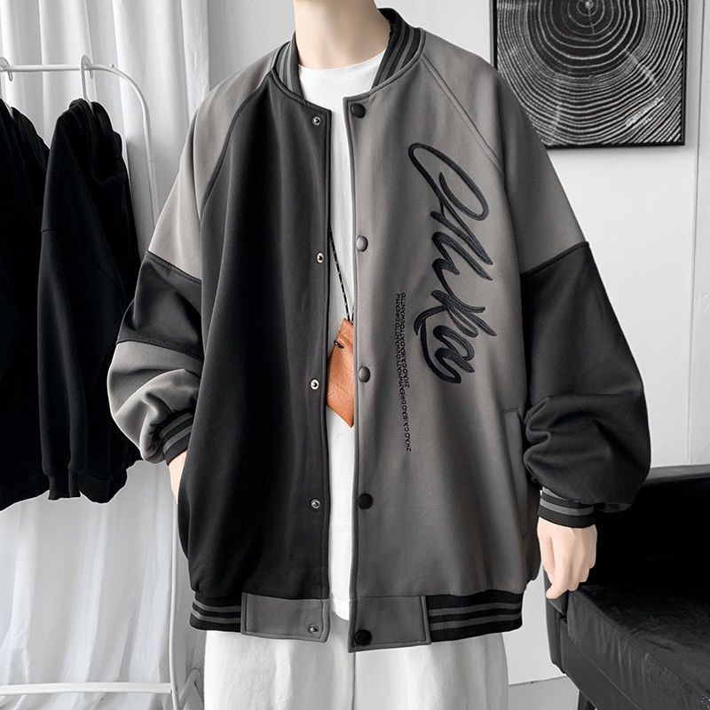 American Style Baseball For Men, Spring And Autumn, Embroidered Design, Color Block, Loose Fit, Trendy, Versatile,_viptrois.com