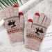 Christmas sock Extra fleece Christmas Deer jacquard knitted warm touch screen gloves with finger for outdoor use_viptrois.com
