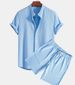 2025 Summer Men's Clothing Shirt Casual Loose 3D Print Short Sleeve Shorts Ice Silk Set_viptrois.com