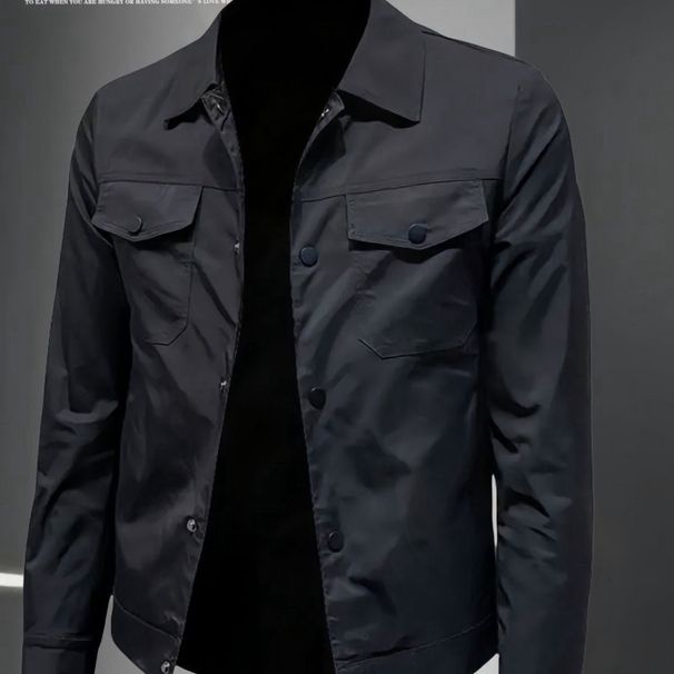 Men's Spring New Turn-Down Collar Jacket Youth Casual Trendy Business Solid Color Coat Korean Version Slim Fit Versatile_viptrois.com