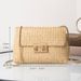 Sweet Style Straw Woven Shoulder Bag - Double Lock Crossbody Purse For Women, Fashionable & Versatile Summer Handbag_viptrois.com