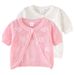 Mother & Kids Girls' One-Button Knit Cardigan Short Sleeve Top Toddler Baby Summer Lightweight Cover-Up Soft Cotton Round Neck_viptrois.com