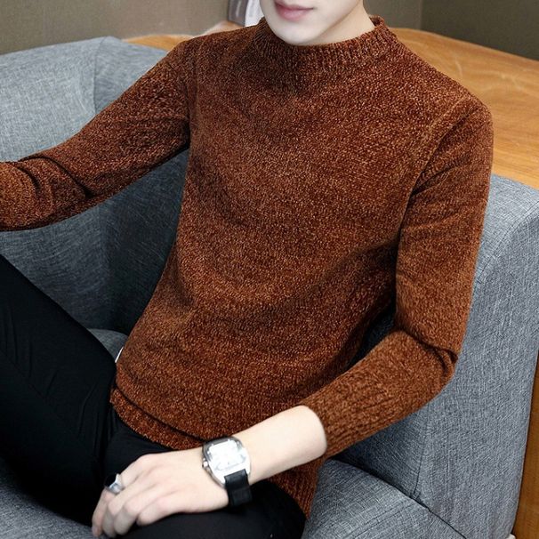 Chenier sweater men's autumn and winter new trend slim fit half high neck winter base knitted sweater trend long sleeved_viptrois.com