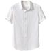 Men's Clothing Solid Color Linen Shirt Men's Short Sleeved Slim Fit Top Summer Thin Lapel Youth Cotton And Linen Casual White Shirt_viptrois.com