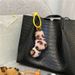 Bag Charm Leopard Print Twist Knot Girl Fashion Creative Bag Pendant Car Keychain Schoolbag Cute Plush Phone Case Accessories_viptrois.com