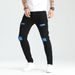 Men's Clothing Fashion Versatile Ripped Patch Elastic Slim Trousers Trendy Jeans_viptrois.com