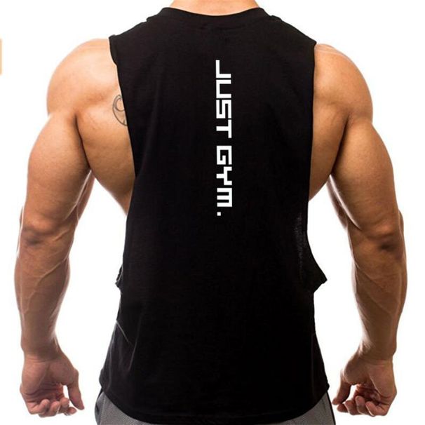 Men's Big Slit Sports Vest Bodybuilding Fitness Running Tank Top Sleeveless Gym Workout Clothing_viptrois.com