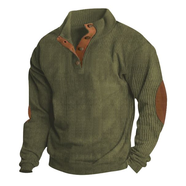 Men's Clothing Spring And Autumn Size Men's 5xl Casual Stand Up Collar Long Sleeved Pit Strip Corduroy Sweatshirt_viptrois.com