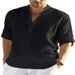 Men's Linen Long Sleeve T-Shirt Loose Fit Solid Color Cotton And Linen Sweatshirt European American Style plus Size Top_viptrois.com