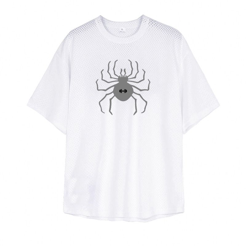 Foreign Trade Cross-border Fitness Short Sleeve Super Large Size Oversize Fitness Clothes Quick-Drying Mesh Large Mesh T-Shirt Crew Neck Tide_viptrois.com