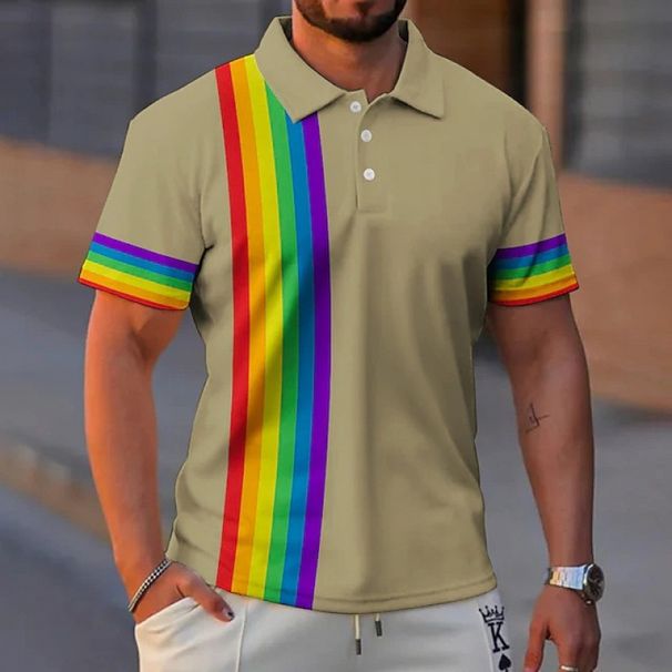 Men's Breathable Print Polo Shirt Short Sleeve Casual Knit Top for Everyday Style_viptrois.com