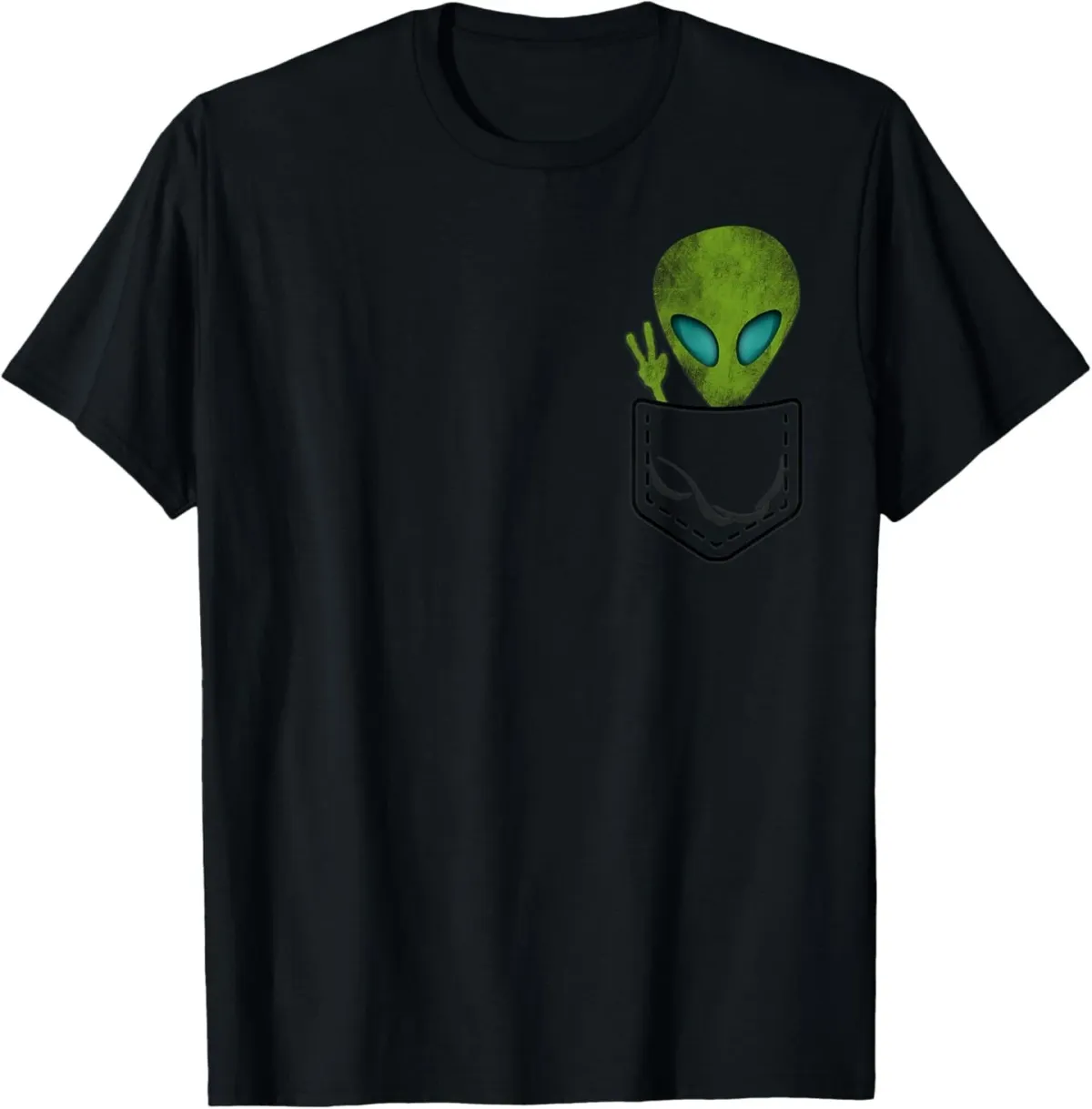 Alien Pocket Cool Funny Cute Peace UFO Gift T-Shirt Mens Womens Tees Top_viptrois.com