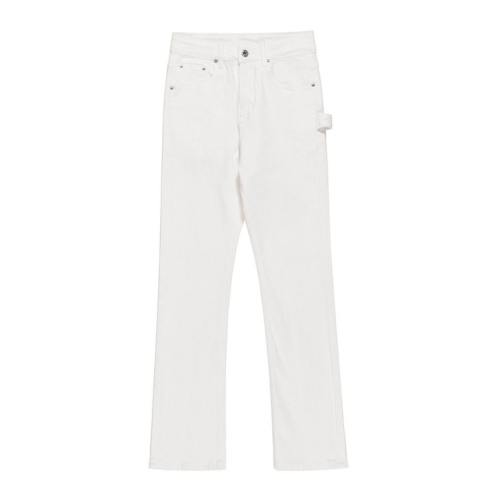 Men's Clothing Micro boot jeans men's loose casual solid color basic pants high street solid color pants wide leg trousers_viptrois.com