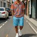 Men's Casual Summer Polo & Shorts Set – Breathable Printed Short-Sleeve Shirt With Comfort Fit – Trendy Two-Piece Outfit For Streetwear & Travel_viptrois.com