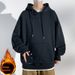 Kangaroo Pocket Men's Solid Color Sweater Loose And Double Open Fleece Thickened Shun Lamb Fleece With Long Sleeve Hooded Top_viptrois.com