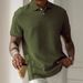 Men's Clothing Solid Color Lapel Front Button Short Sleeve Simple Polo Shirt Casual Daily Versatile Tops_viptrois.com