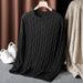 Men's Classic Crewneck Sweater – 100% Cotton, Timeless Cable Knit, Relaxed Fit For Everyday Elegance (Black/Navy/Green/Blue)_viptrois.com