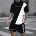 Digital Printed Men's Casual Two Piece Suit Including Round Neck Short Sleeved T Shirt And Drawstring Shorts With Pockets, Breathable And Soft_viptrois.com