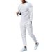 Men's Clothing Waffle-Knit Lounge Set – Solid Color Long Sleeve Top & Pants For Men (White/Black/Navy, S-XXXL)_viptrois.com