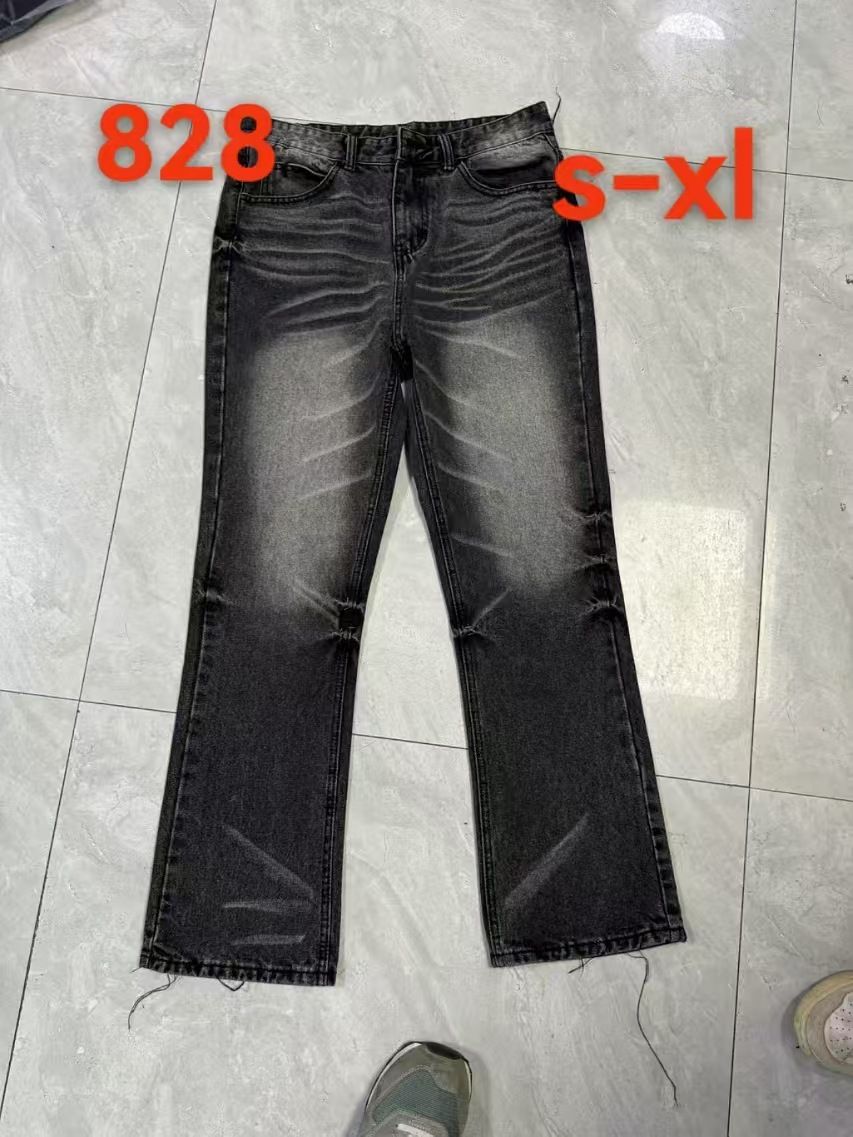 Men's Clothing New Style Flat Replacement Flared Jeans High Street Distressed Cleanfit Casual Trousers_viptrois.com