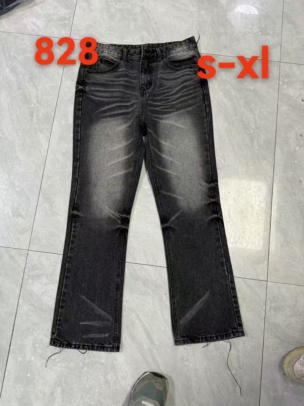 Men's Clothing New Style Flat Replacement Flared Jeans High Street Distressed Cleanfit Casual Trousers_viptrois.com
