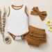 Kids' Clothing Specially Supply The New Ins Hot Selling Baby Girl's Ribbed Cotton Romper And Triangle Shorts_viptrois.com