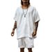 Men's Clothing Spring And Summer New Men's Round Neck Casual Loose Tops Sports Shorts Suit Men's Clothing_viptrois.com