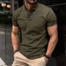 Men's Clothing Summer T Shirt Button Henley Collar Sports Polo Shirt_viptrois.com