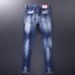 Men's Clothing Fashion Fashion Jeans Blue Slim Elastic Foot Print Trendy Versatile Jeans_viptrois.com
