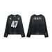 2026 American Street Long-sleeved T-shirt Women's Loose And Thin Simple And Versatile Washed Old Letter Printing Design Top_viptrois.com