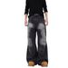 Men's Clothing Retro Distressed Lightning Crack Flared Jeans Color Matching Cleanfit Loose Casual Wide Leg Flared Trousers_viptrois.com