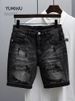 Men's Clothing Denim Shorts Men's Trendy Brand Summer Thin Style Net Celebrity Old Scratched Holes Beggar Shorts Trendy Versatile Shorts_viptrois.com