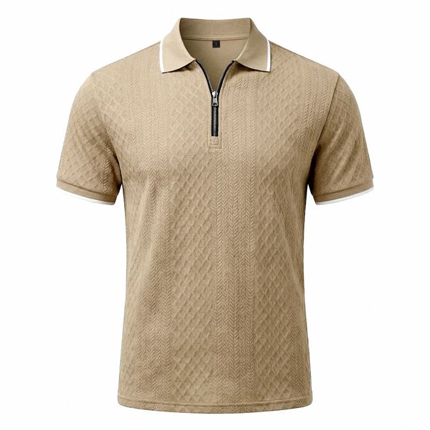 Premium Heavyweight Men's Short Sleeve Polo Shirt | Relaxed Fit With Retro Style & Zipper Detail | Wrinkle-Resistant Fabric For Casual Comfort_viptrois.com