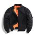 Men's Military-Inspired Bomber Jacket – Corduroy & Polyester With Stand Collar (Black, Navy, Olive, Grey)_viptrois.com