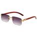 Men's Sunglasses New Fashion Frameless Sunglasses For Men With Personalized Leopard Wood Grain Temples Square Frame Sunglasses For Women_viptrois.com