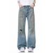 Distressed Washed High-Street Straight Jeans With Tie-Dye & Ripped Details – Urban Grunge Style For Men_viptrois.com