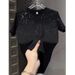 Men's Clothing Starry Sky Hot Diamond Short Sleeved Fashionable And Casual Solid Color Versatile Fashion Trend_viptrois.com