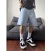 Men's High Street Trendy Retro Denim Shorts Loose Fit Casual Versatile Five Point Summer 2025 Style_viptrois.com