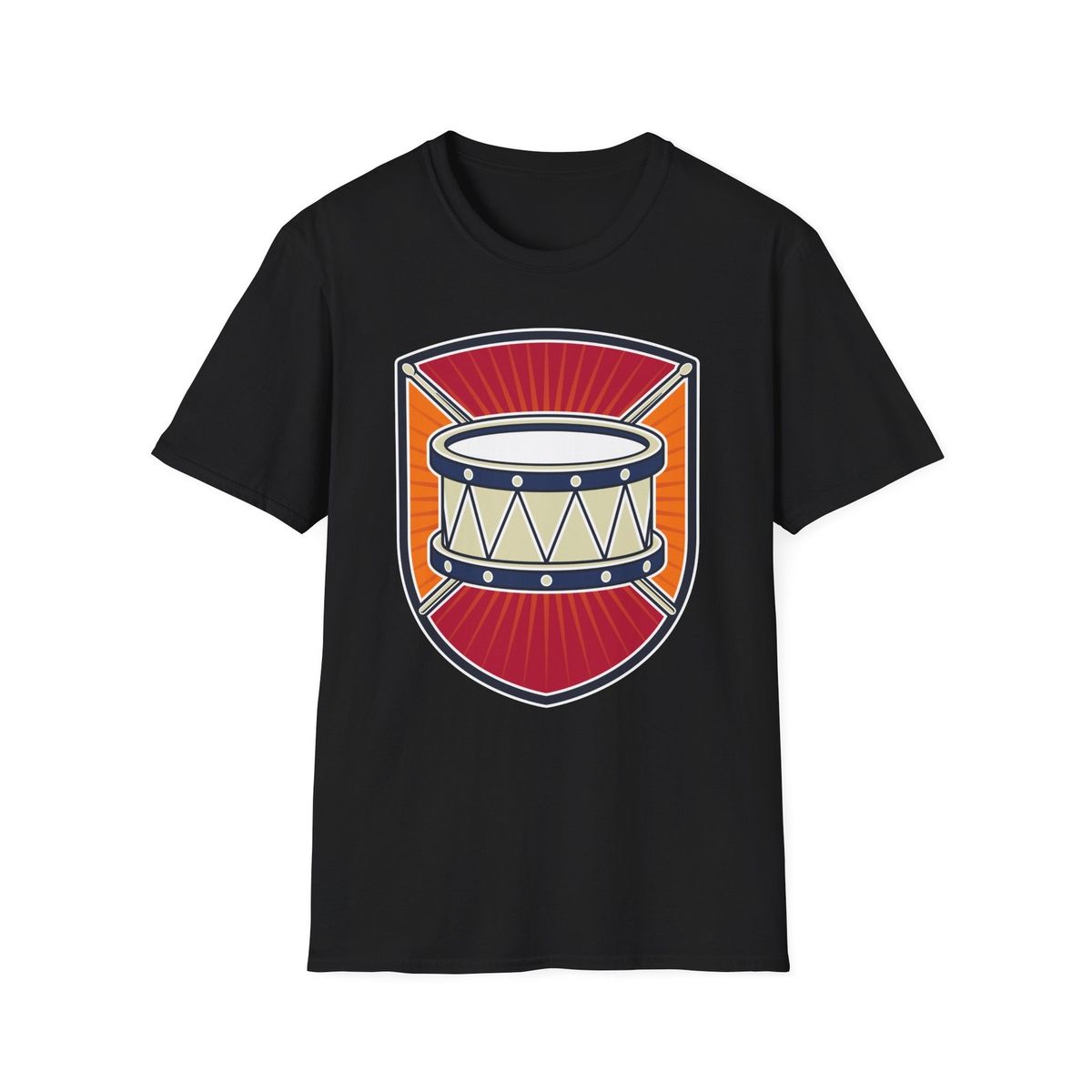 Drums Music Badge Unisex Softstyle T-Shirt Mens Womens Tees Top, Drummer Tee Shirt, Music Lover Top_viptrois.com